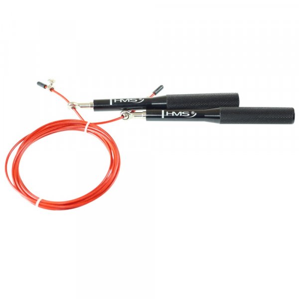 Speed rope med kullager (st�lvajer & alu-handtag) r�d | svart