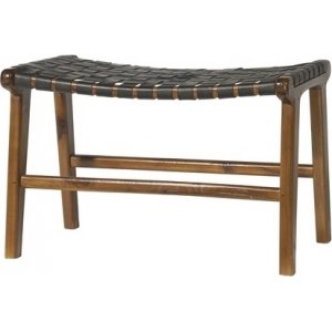 Fotpall Porto Large - Svart / Teak