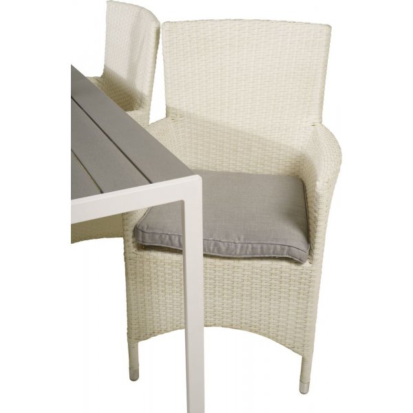 Ervalla Matgrupp (150x90) - Vit/Gr - 4 Stolar