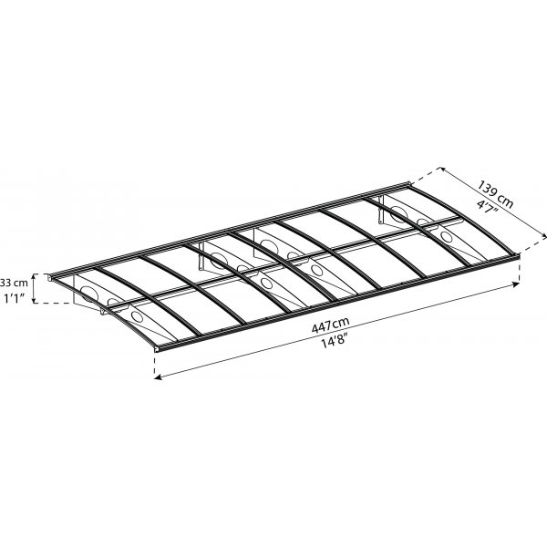 Canopia Herald Entrétak 1,4 x 4,4 - Grå/opalglas Canopia Herald Entrétak 1,4 x 4,4 - Grå/opalglas