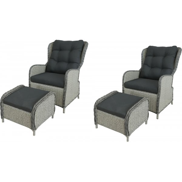 Panama-Gartenmbelset (2 verstellbare Sessel) - Graues synthetisches Rattan