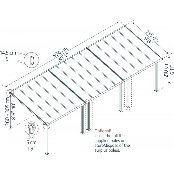 Canopia Olympia Altantak i Aluminium 3 x 9 - Mörkgrå/klarglas Canopia Olympia Altantak i Aluminium 3 x 9 - Mörkgrå/klarglas