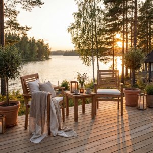 Caf�grupp Hampton teakm�bler utomhus 50 cm + Fl�ckborttagare f�r m�bler