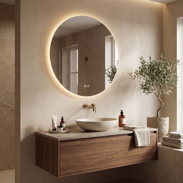 Rund badrumsspegel 60 cm | LED-belysning & Anti-fog