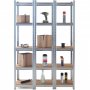 Tre f�rvaringshyllor i galvaniserat st�l � 40�40�180 cm