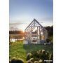 Drivhus Emilia med fundament 5,4 m - Grbehandlet tr - Hrdet glas