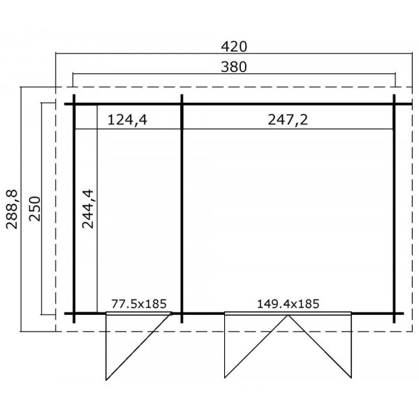Friggebod Rolf A 9,5 m med cykelfrrd
