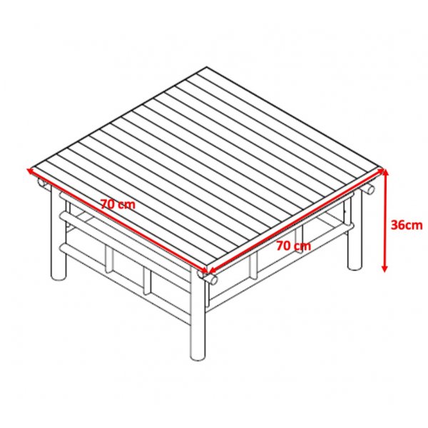 Tinka bambu utegrupp; 3-sits soffa med bord och 2 st f�t�ljer - Bambu