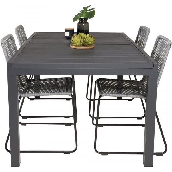 Holma Matgrupp (160x100) - Svart - 4 Stolar