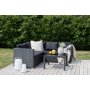 Loungegruppe Kuba sofagruppe + bord - sort syntetisk rattan / sorte hynder