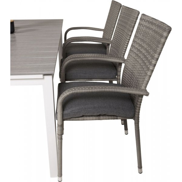 Pr�ssebo Matgrupp (160x100) - Gr�/Vit - 6 Stolar