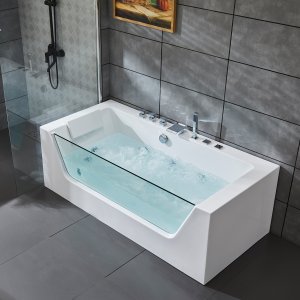 Spabad med glasfront 170x80cm | Ergonomisk nakkepude | BK-019 Spabad med glasfront 170x80cm | Ergonomisk nakkepude | BK-019