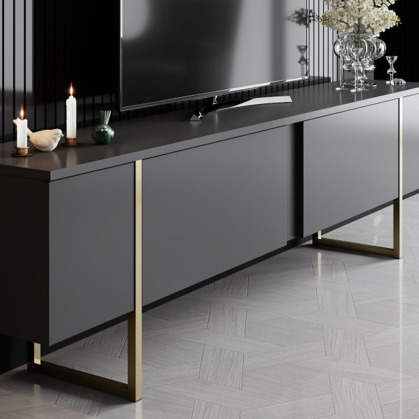 Lux TV-b�nk - Antracit/guld