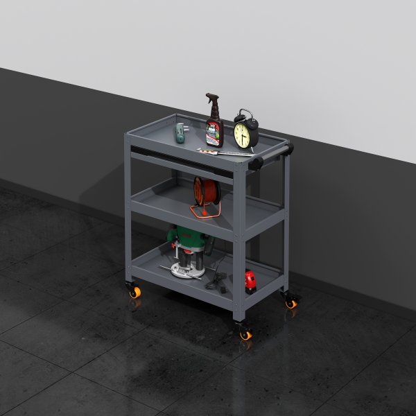 Arbetsvagn med pegboard |3 hyllplan | kompakt design Arbetsvagn med pegboard |3 hyllplan | kompakt design