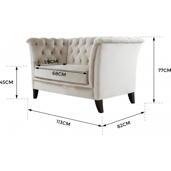 F�t�lj chesterfield beige sammet - Milton