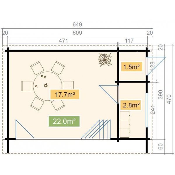 Attefallshus Java - 23,4 m² Attefallshus Java - 23,4 m²