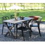 Spisegruppe Scottsdale: 150 cm grt trbord inkl. 4 stabelbare Thornet-stole