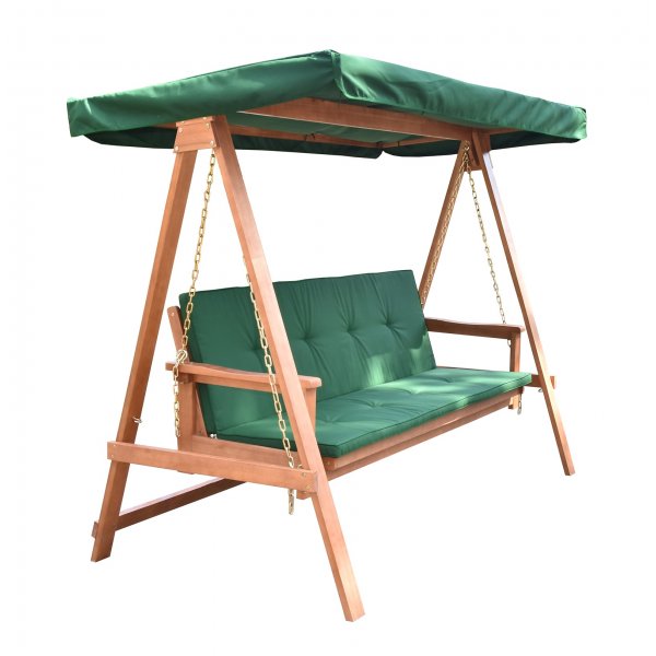 F�llbar hammock i tr� med gr�nt tak