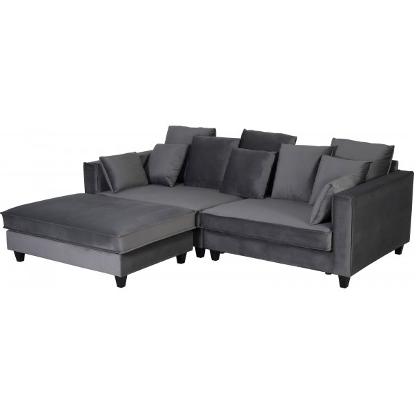 Fotpall 122x86 cm m�rkgr� sammet - Brandy