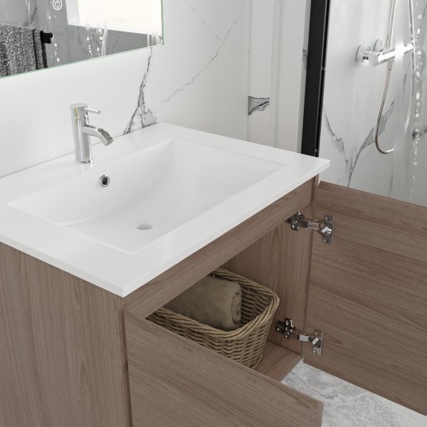 Badeværelsesmøbel Stockholm 60 cm - Mørk træimitation Badeværelsesmøbel Stockholm 60 cm - Mørk træimitation