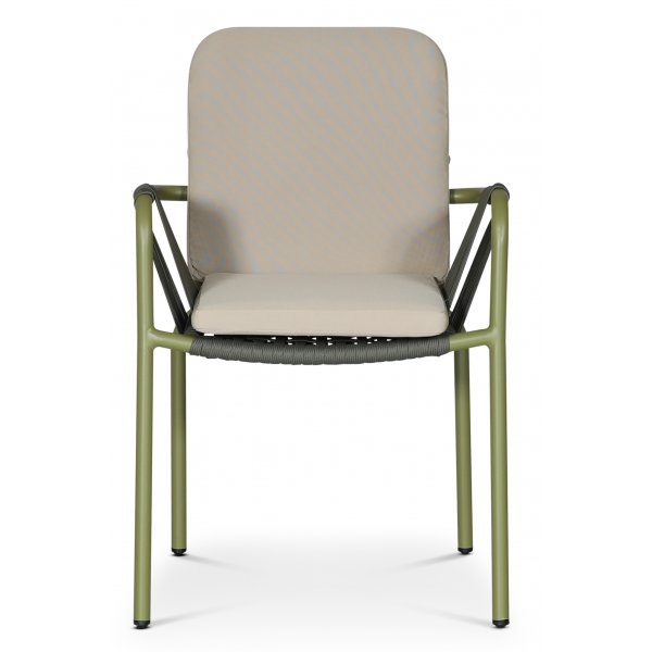 Stabelbar havestol gr�n med beige hynde - Lincoln
