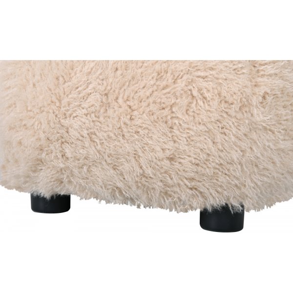 Fluffy sittpuff i beige h�rigt tyg