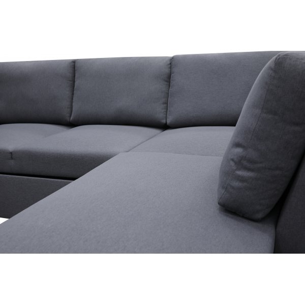 U-soffa b�ddsoffa Dream med f�rvaring - 299 cm - m�rkgr�