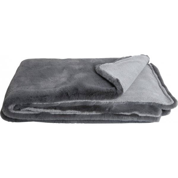 Pl�d 130x170 cm - M�rkgr� / Vit