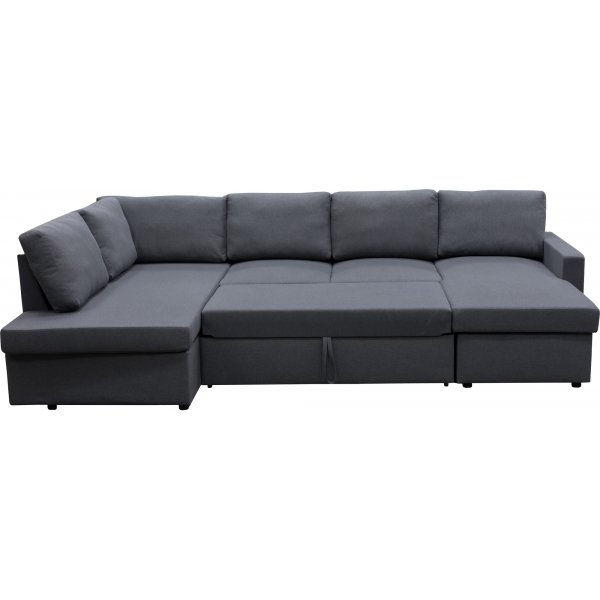 U-soffa b�ddsoffa T�rn� med f�rvaring - 304 cm - m�rkgr�