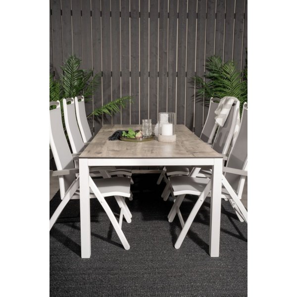 Tottarp Spisegruppe (205x100) - Hvid/Gr - 6 Stole