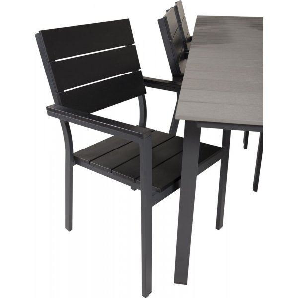 Prässebo Spisegruppe (224x100) - Sort/Grå - 6 Stole Prässebo Spisegruppe (224x100) - Sort/Grå - 6 Stole