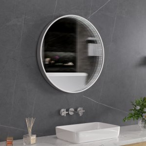 Tunnel-spegel 60 cm med LED-belysning och aluminiumram