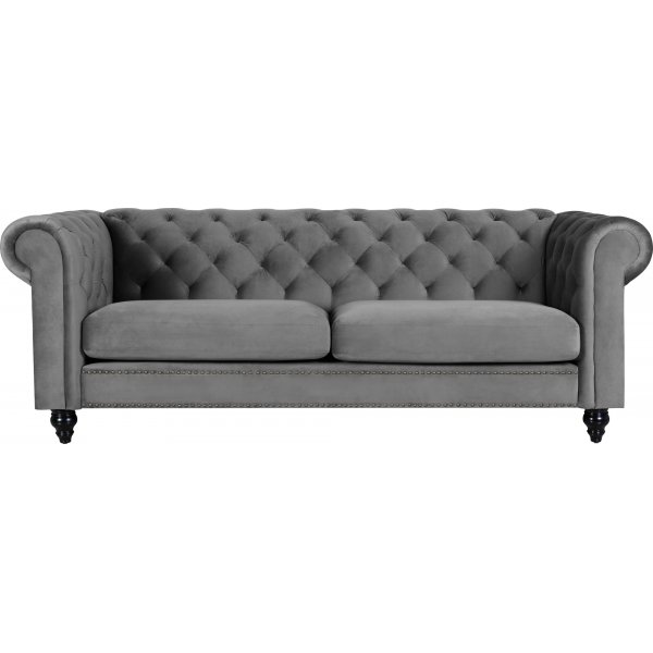 Chesterfield 3-personers sofa 210 cm gr� fl�jl