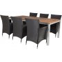 Salstad Matgrupp (200x100) - Svart/Natur/Silver - 6 Stolar