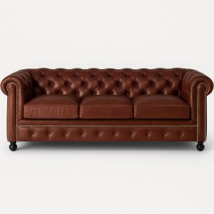 Chesterfield 3-sits Soffa 220 cm Brunt Skinn Chesterfield 3-sits Soffa 220 cm Brunt Skinn
