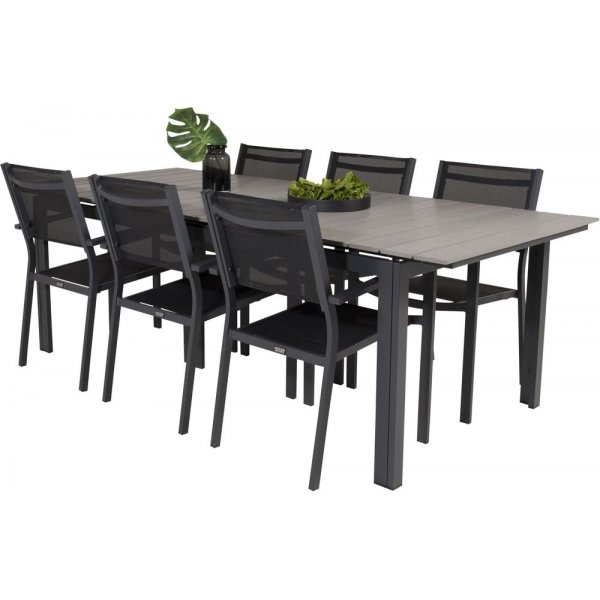 Prässebo Matgrupp (224x100) - Svart/Grå - 6 Stolar Prässebo Matgrupp (224x100) - Svart/Grå - 6 Stolar