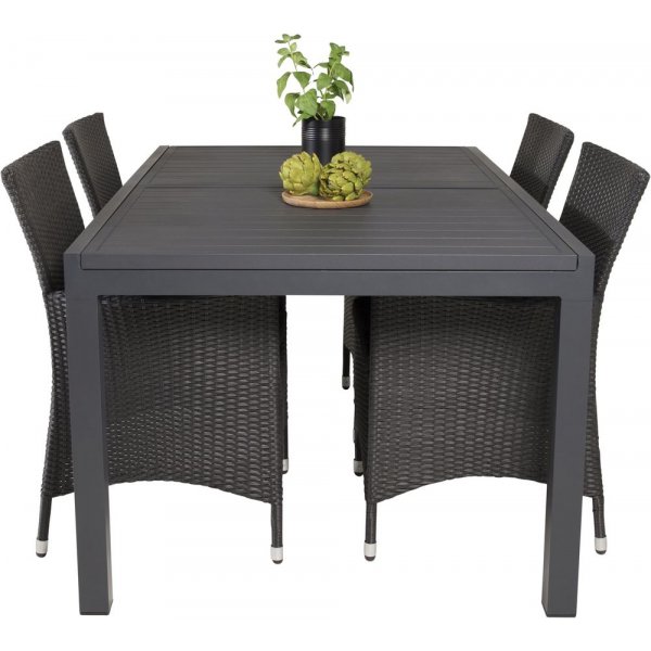 Holma Spisegruppe (160x100) - Svart - 4 Stole