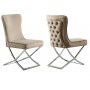 Stol med kromade ben - beige sammet - Luxury