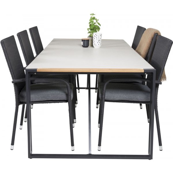 Tornsborg Matgrupp (200x100) - Svart/Grå - 6 Stolar Tornsborg Matgrupp (200x100) - Svart/Grå - 6 Stolar