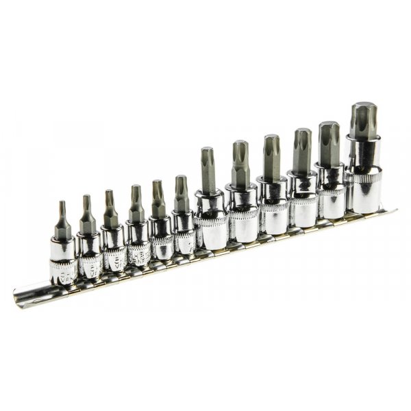 Torxbitshylsor 1/4\\\", 3/8\\\", 1/2\\\" - 12 delar