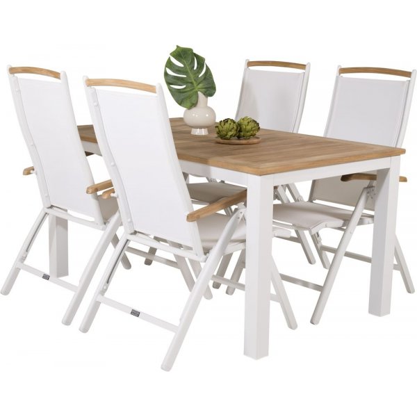 Dotorp Matgrupp (160x90) - Vit/Natur - 4 Stolar