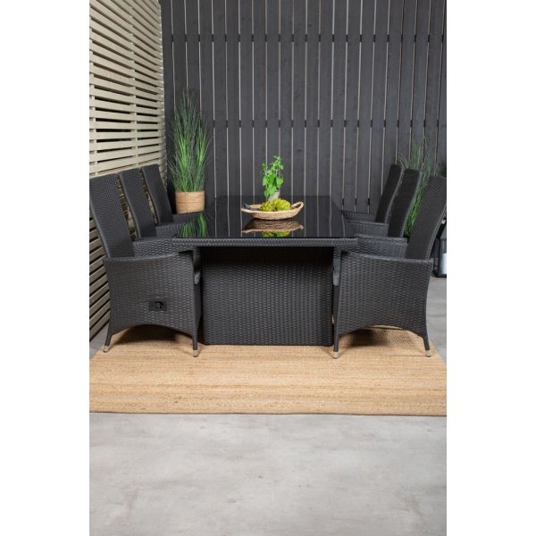 Jrnsta Matgrupp (200x100) - Svart - 6 Stolar