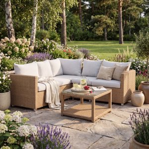 Loungegrupp Natur med Vita dynor 200x200 - Vamos + M�belv�rd