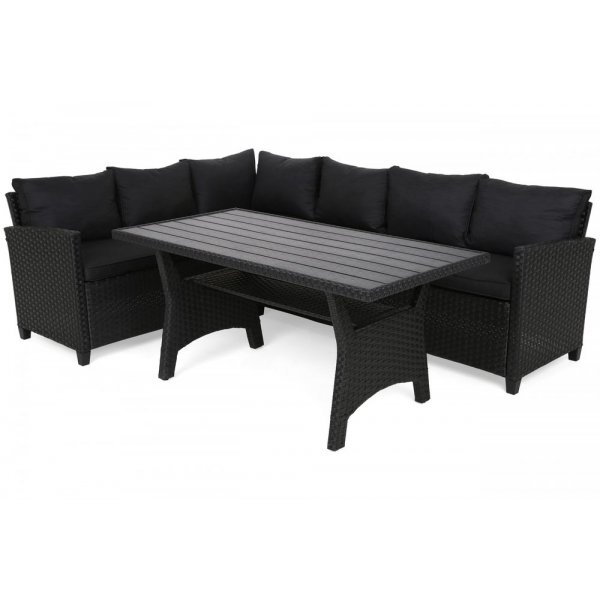 Hjrnesofa Lagos med bord - Mrkegr/gr meleret