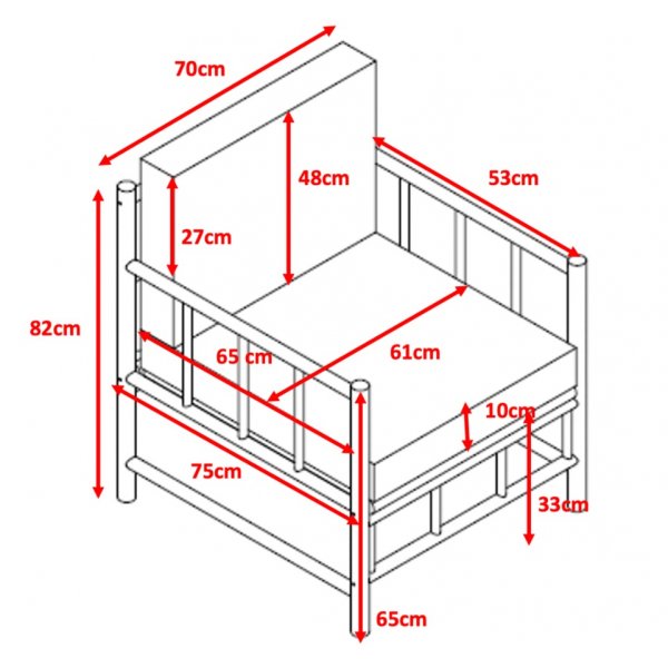 Tinka bambus udendørs gruppe; 3-personers sofa med bord og 2 lænestole - Bambus Tinka bambus udendørs gruppe; 3-personers sofa med bord og 2 lænestole - Bambus