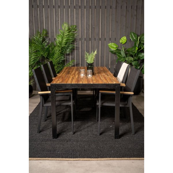 Balsjö Matgrupp (205x90) - Svart/Natur - 6 Stolar Balsjö Matgrupp (205x90) - Svart/Natur - 6 Stolar