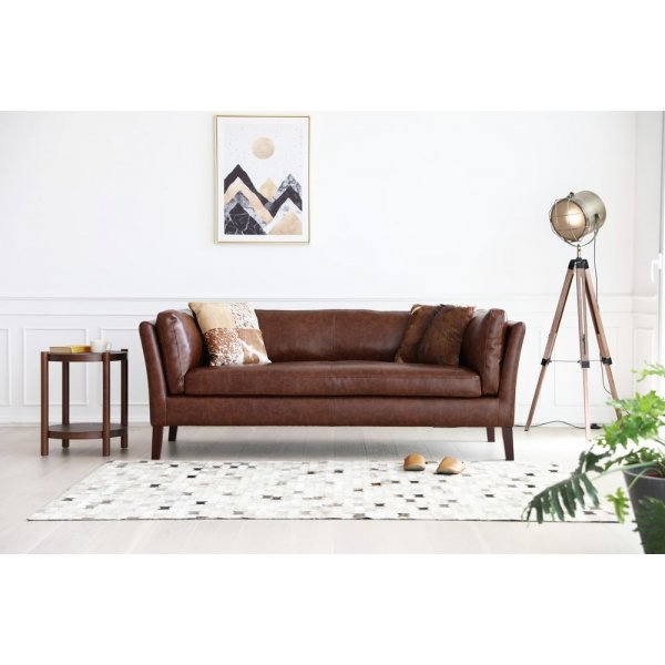 Soffa 3-sits brun vintage PU 198 cm - Heritage