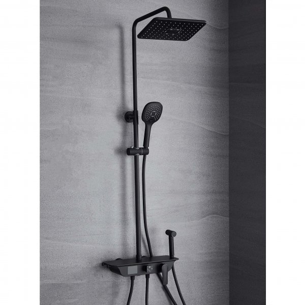 Loftbrusersæt med LED-display | Sort Loftbrusersæt med LED-display | Sort