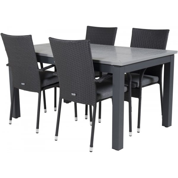 Ekenäs Matgrupp (152x90) - Svart/Grå - 4 Stolar Ekenäs Matgrupp (152x90) - Svart/Grå - 4 Stolar