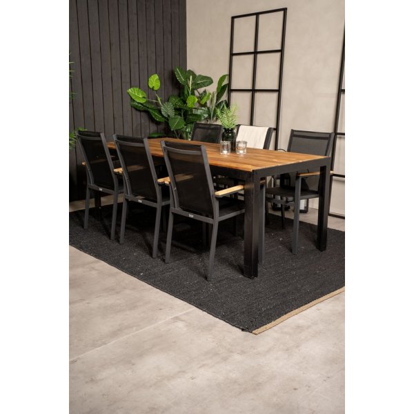 Balsjö Matgrupp (205x90) - Svart/Natur - 6 Stolar Balsjö Matgrupp (205x90) - Svart/Natur - 6 Stolar